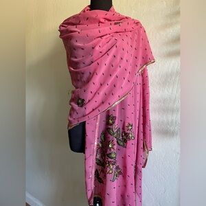 Beaded floral embro chiffon wrap